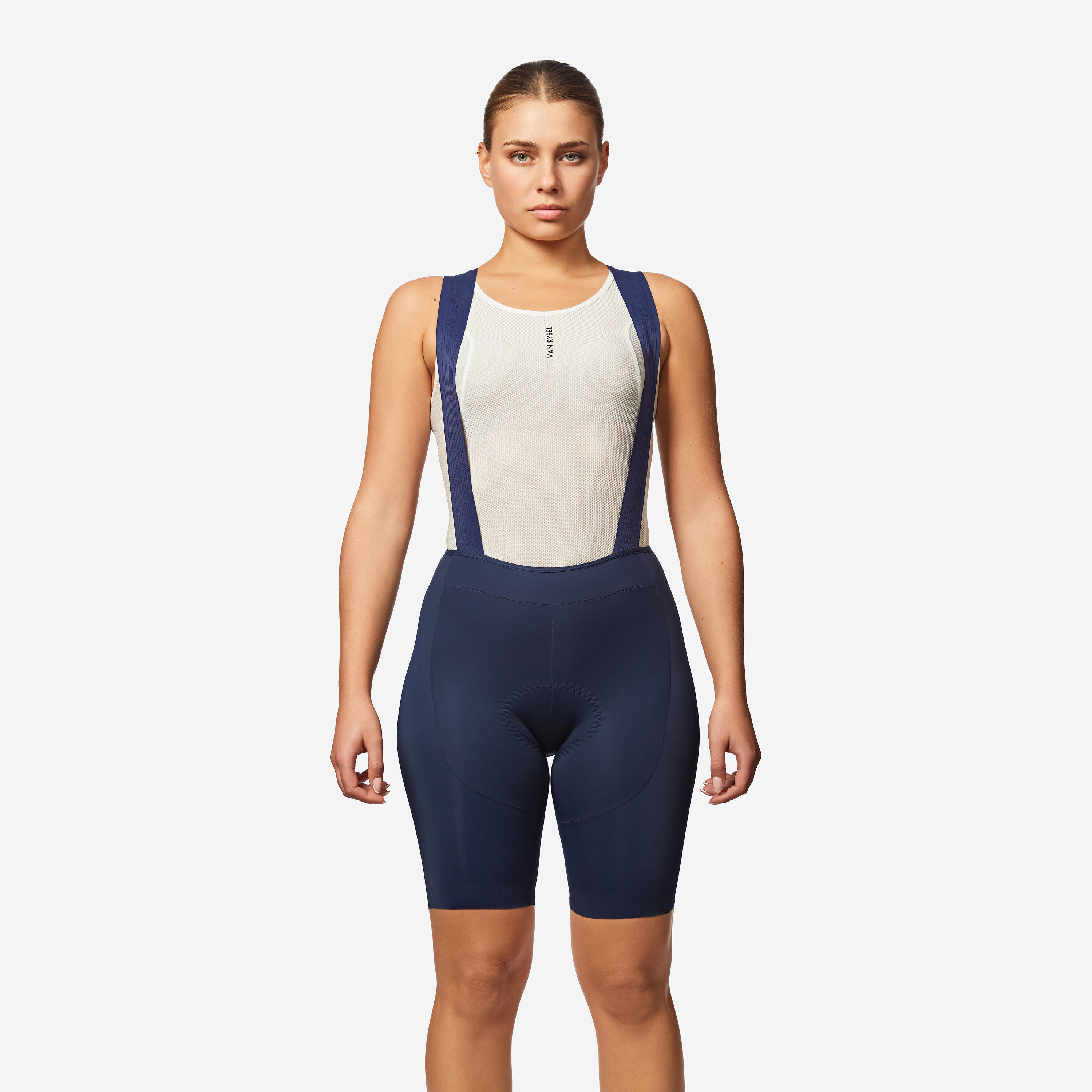VAN RYSEL FietsbroekRacer met bretels voor dames blauw