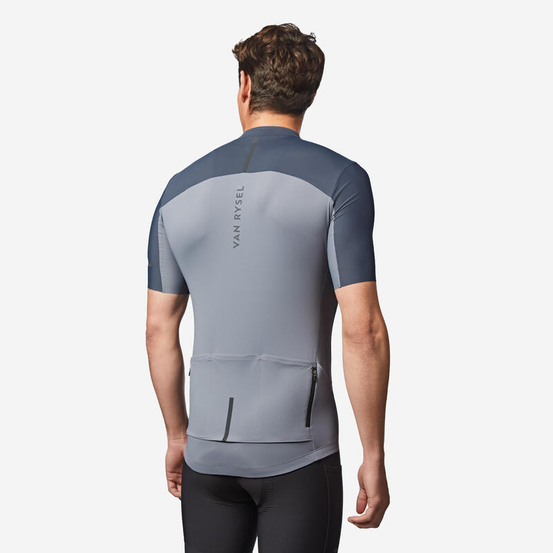 Maillot vélo route manches courtes été ajusté homme - EDR 2 gris