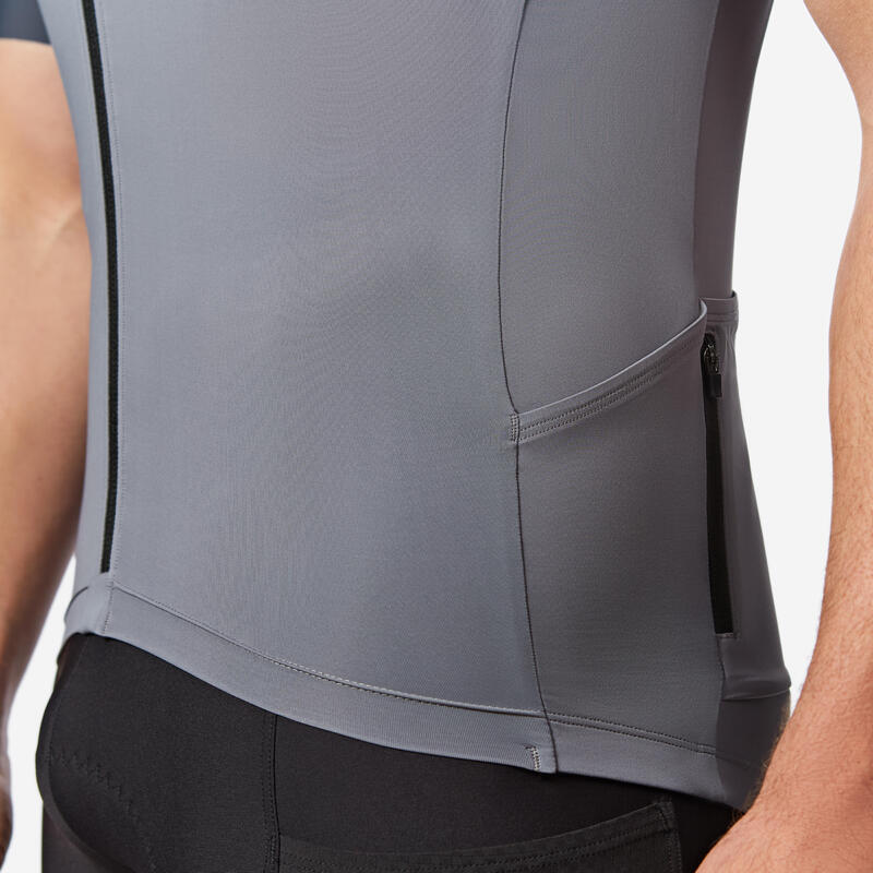 Maillot vélo route manches courtes été ajusté homme - EDR 2 gris