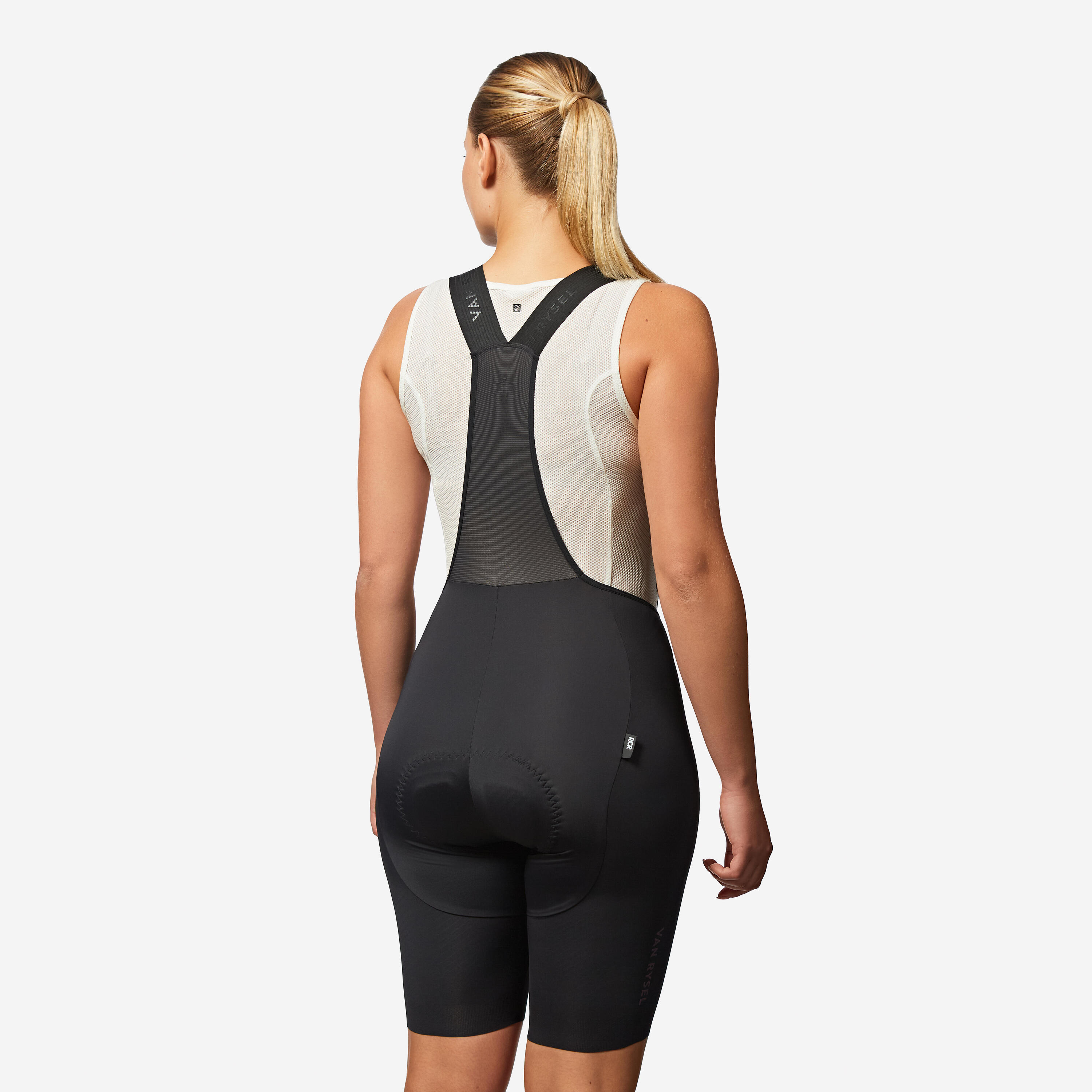 Radhose Rennrad ​Sommer kurz mit Trägern Racer 3 Damen schwarz  3/8