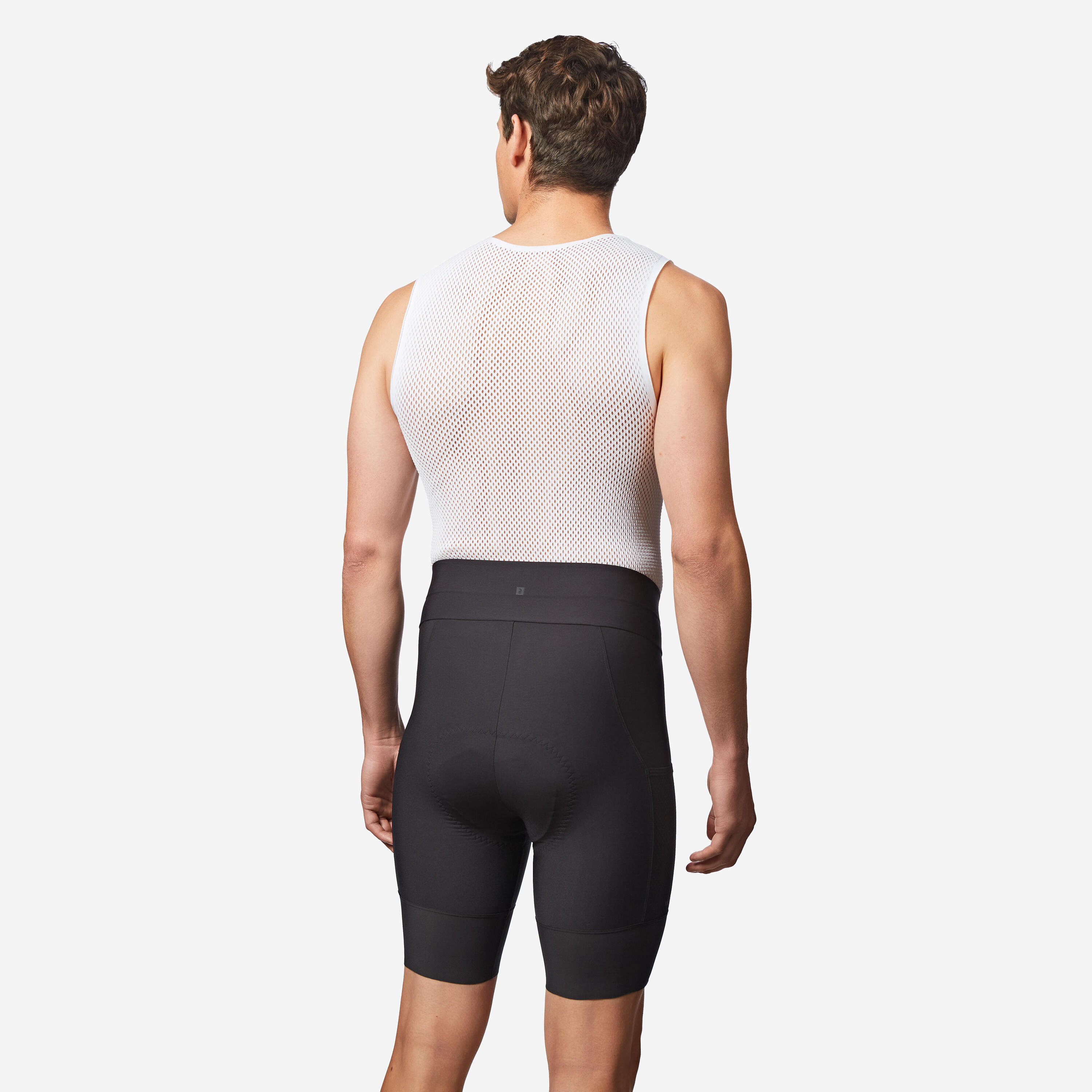 Radhose Rennrad kurz ohne Träger EDR Herren Schwarz  3/5
