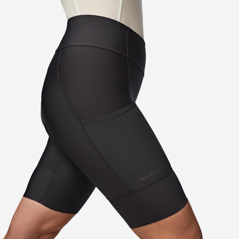 Cuissard de vélo de route sans bretelles femme endurance noir