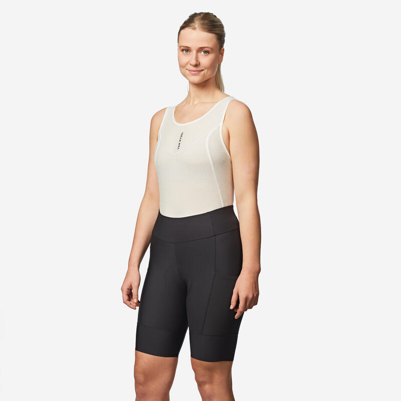 Cuissard de vélo de route sans bretelles femme endurance noir