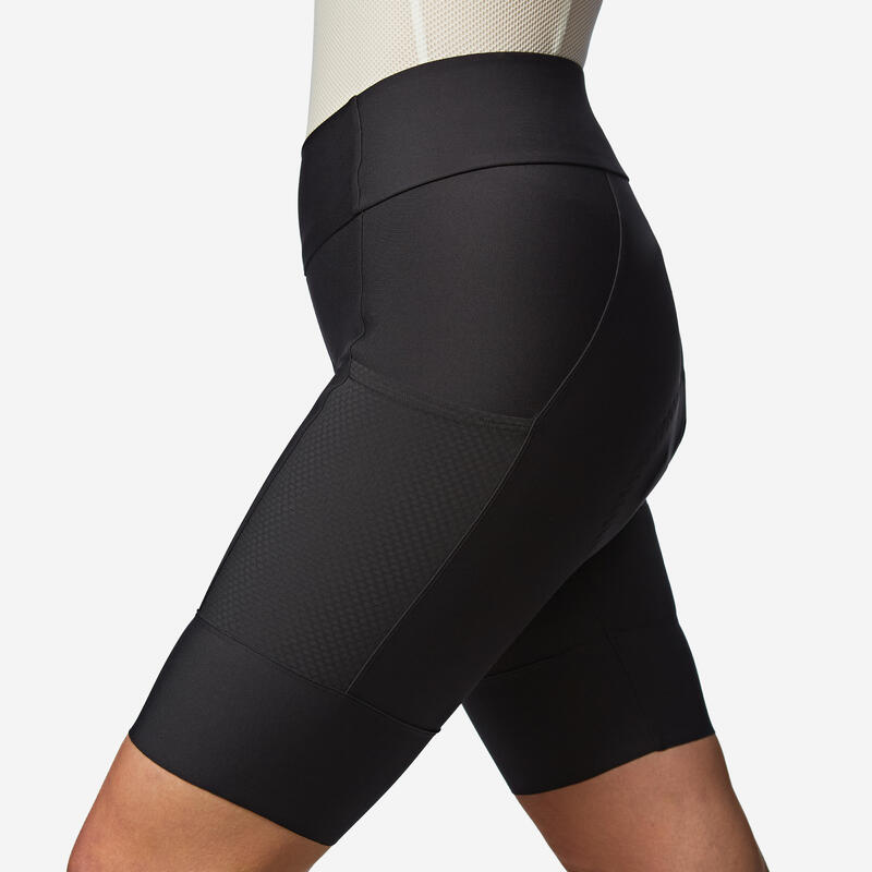 Cuissard de vélo de route sans bretelles femme endurance noir