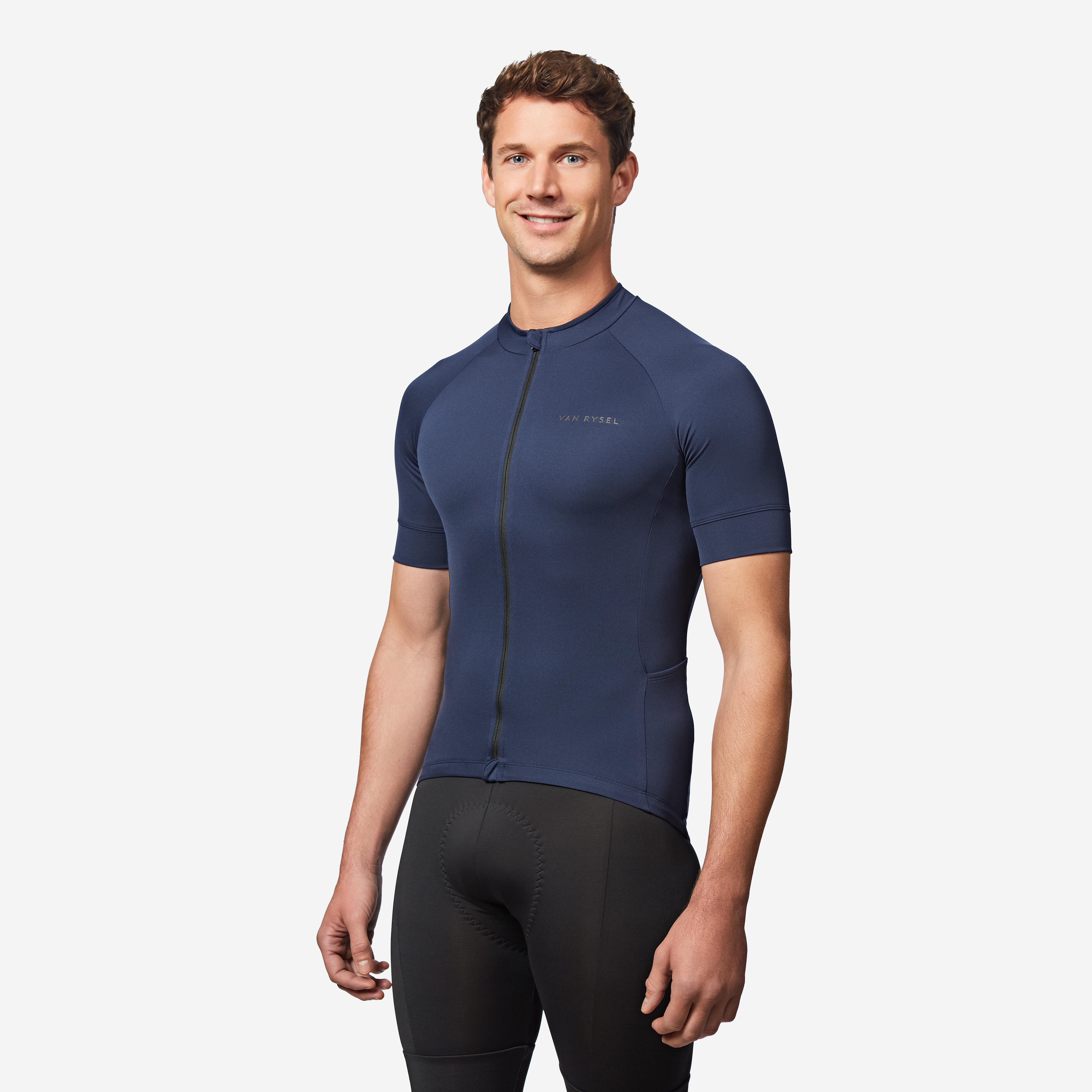 Men's road biking short-sleeved top - Discover steel blue