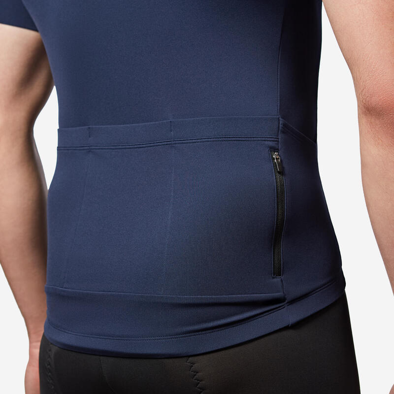 Maillot vélo route manches courtes été regular homme - Discover bleu acier