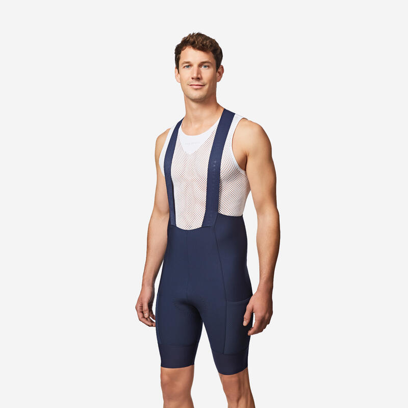 Cuissard bretelles de vélo de route homme Endurance Bleu marine