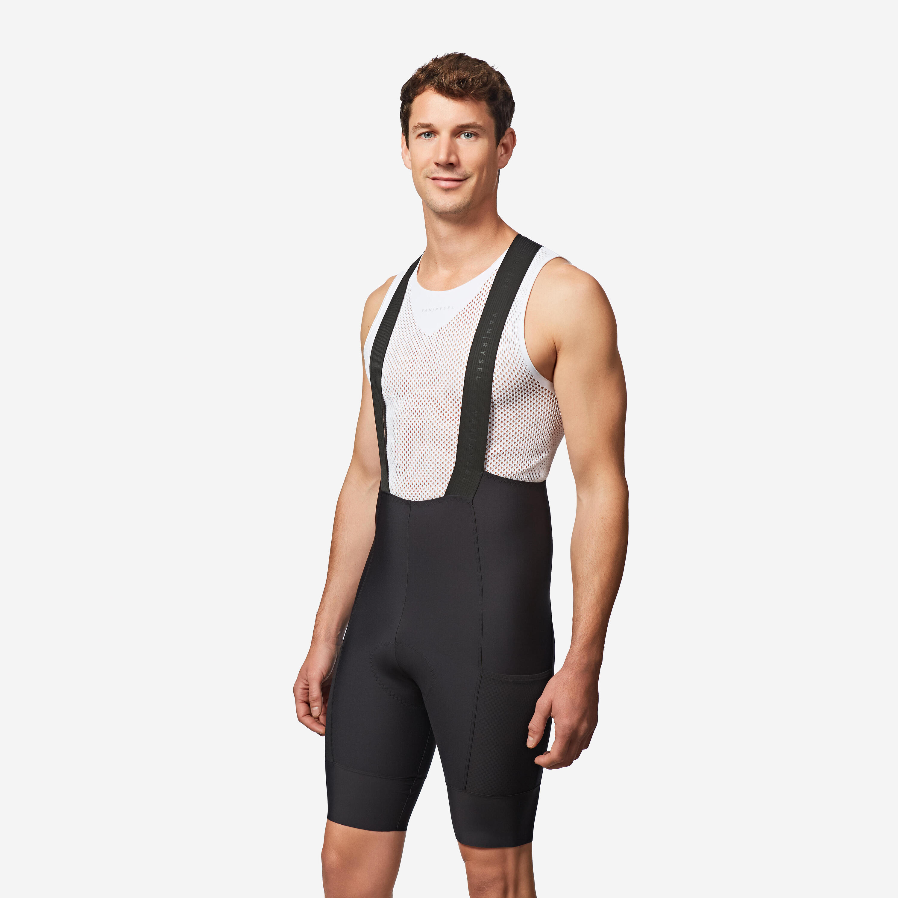 Radhose Rennrad kurz mit Trägern Endurance Herren Schwarz  2/8