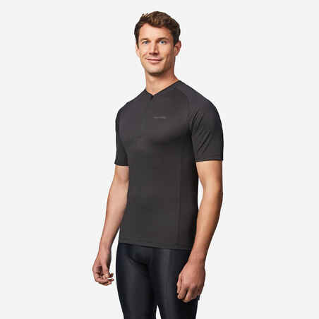 Men's Road Cycling Short-Sleeved Summer Jersey Essential - Black