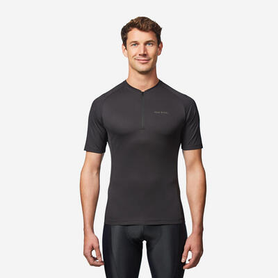 Radtrikot kurzarm Rennrad Sommer Herren Essential schwarz