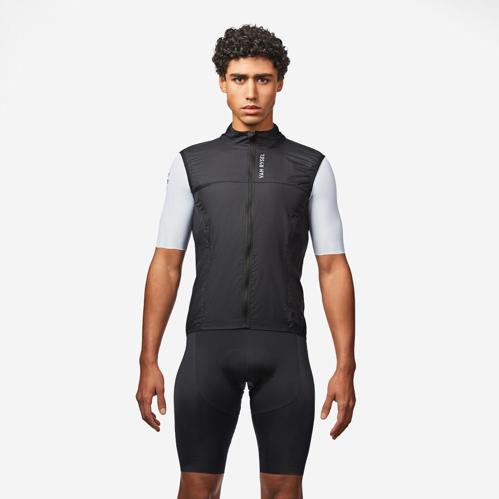 Men's Road Cycling Ultra-Light Sleeveless Windproof Gilet - Black