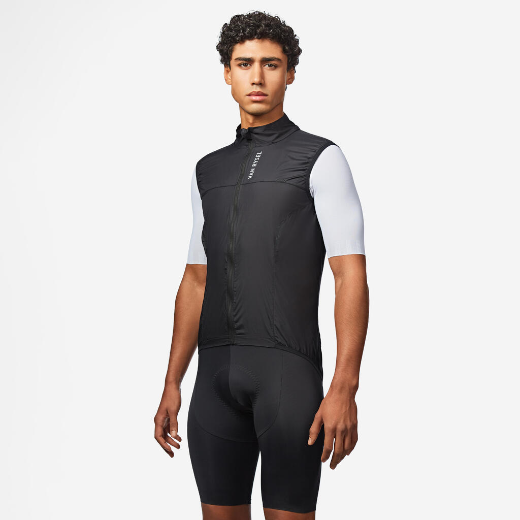 Men's Road Cycling Ultra-Light Sleeveless Windproof Gilet - Black