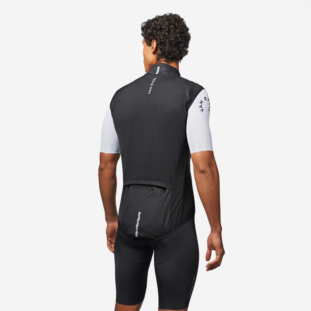 Men's Road Cycling Ultra-Light Sleeveless Windproof Gilet - Black