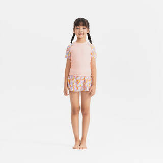 Girl swimming two-piece skirt swimsuit - PINK STAR