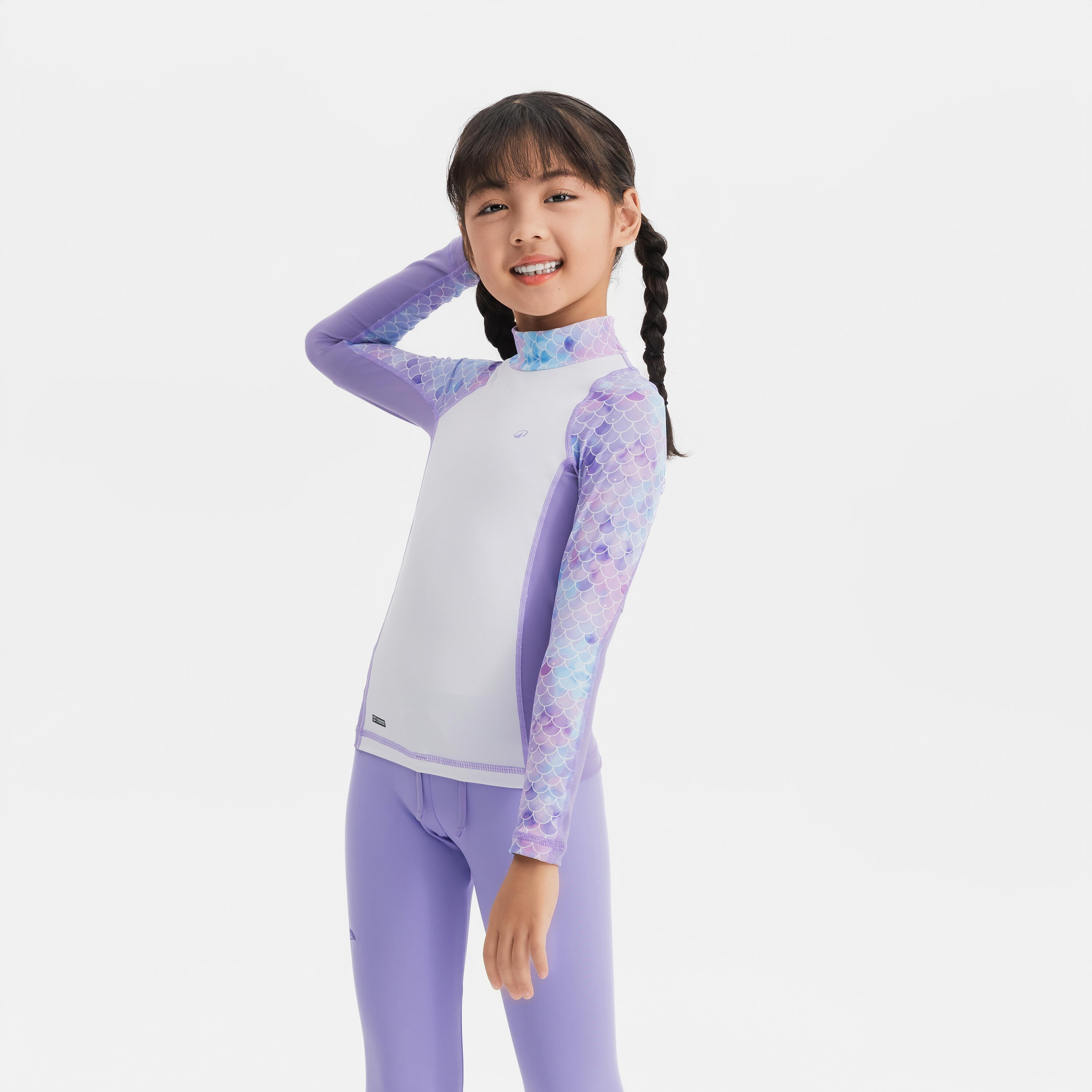 Girls’ UV Protection Rash guard - 500L MERMAID PURPLE