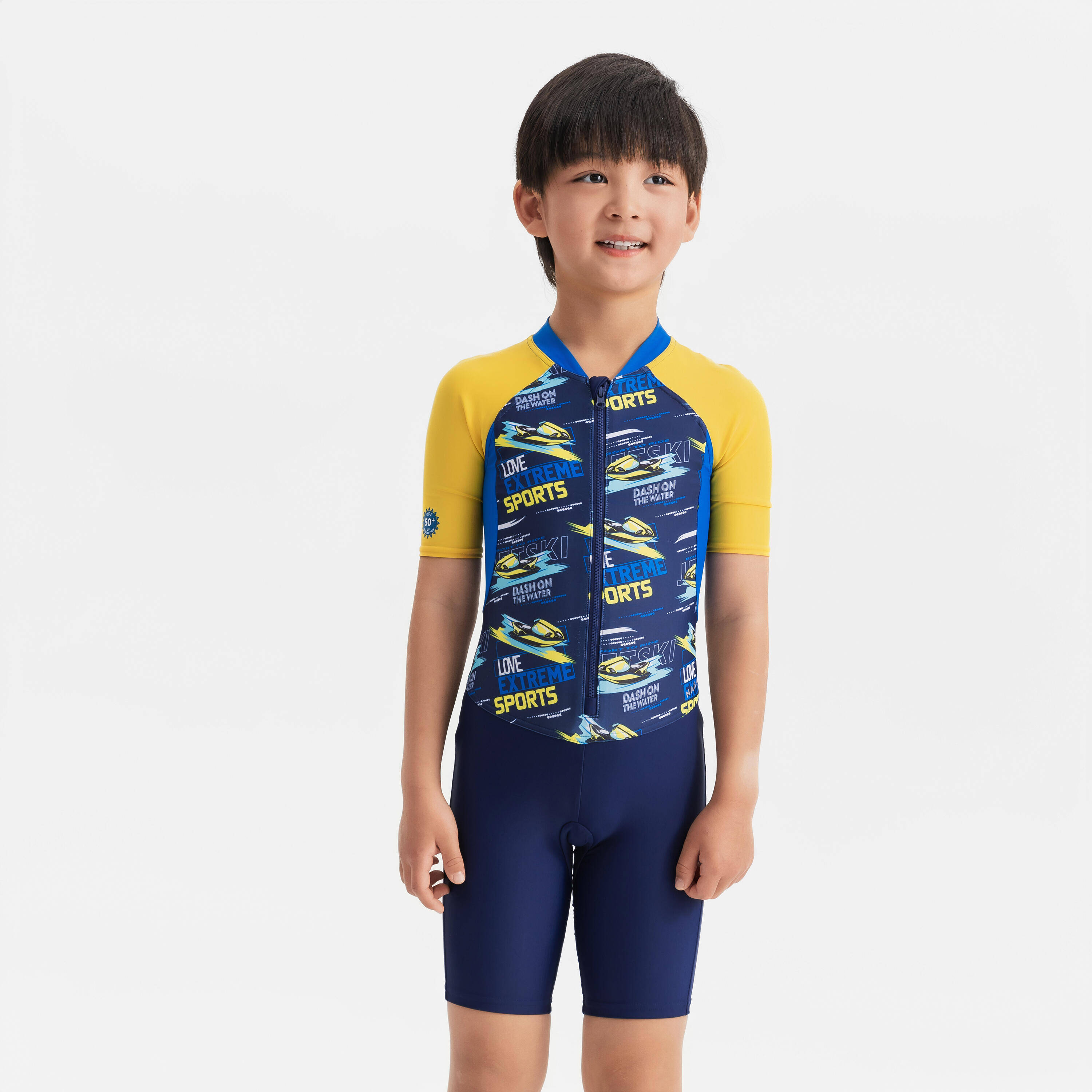 Boys’ suit - Shorty 100 short sleeve - SPEED NAVY -  1