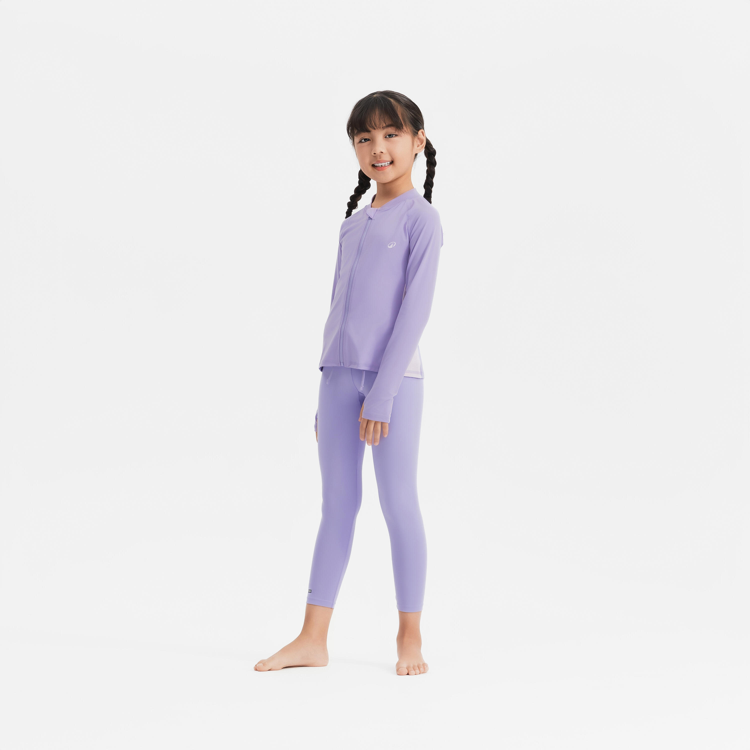 Top de surf anti-UV con cierre violeta para niños 500 8/10