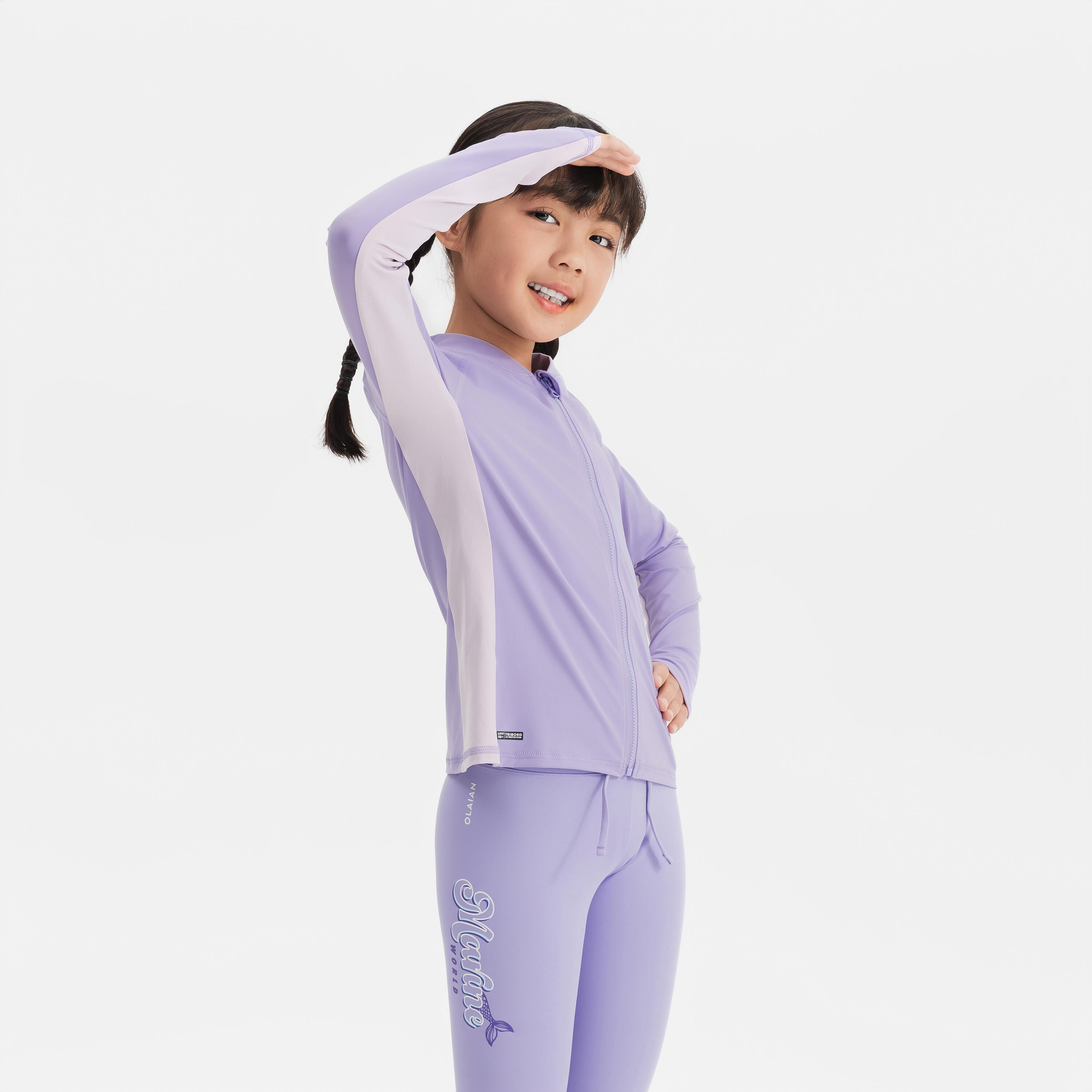 Top de surf anti-UV con cierre violeta para niños 500 5/10