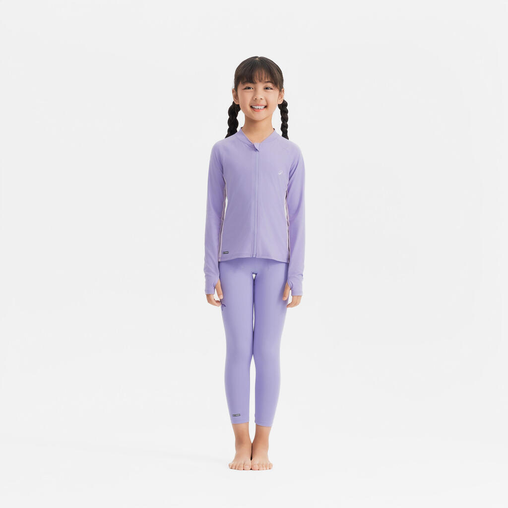 Camiseta de protección solar UV manga corta de surf para Niñas 500 - Lila