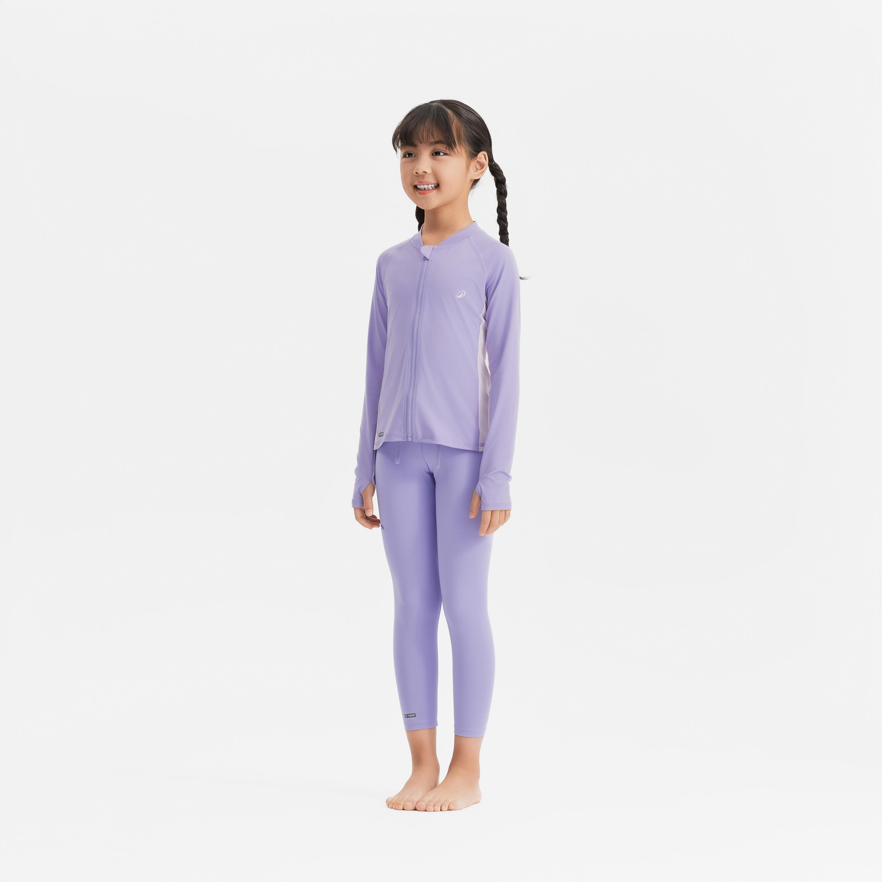 Top de surf anti-UV con cierre violeta para niños 500 4/10