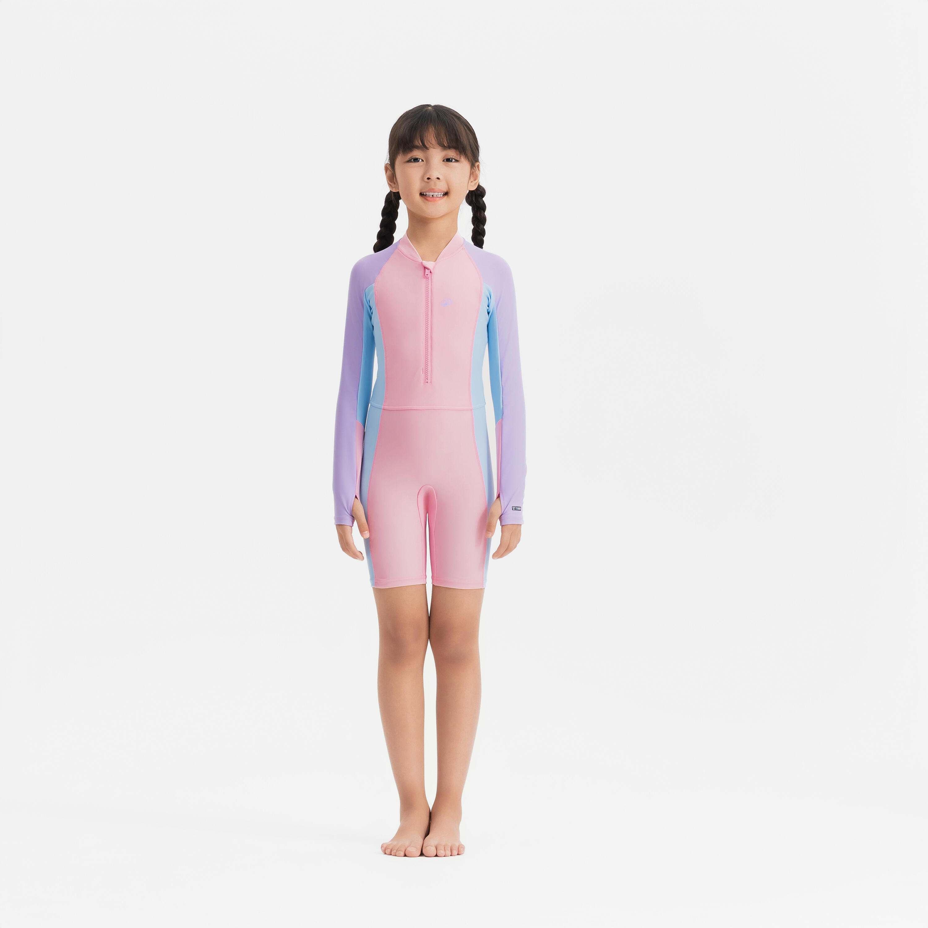 Surfing Girl's one-piece long-sleeve shorty swimsuit SUZY