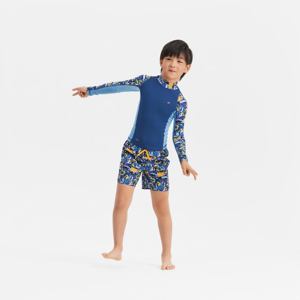 Boy surfing  uv tee shirt 500 long sleeve WAVE