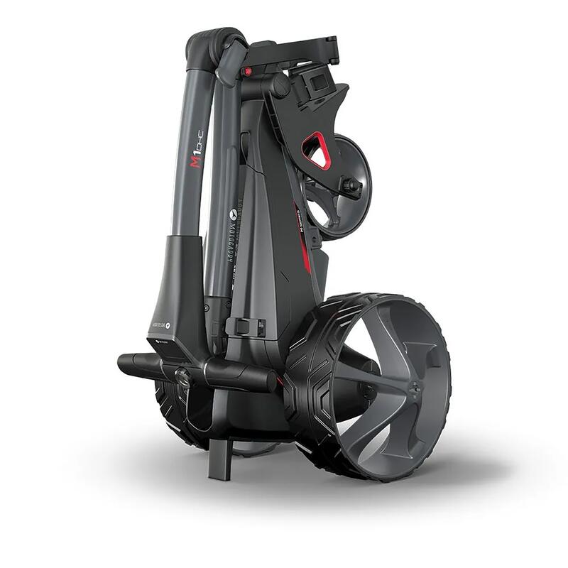 Cărucior electric golf Motocaddy M1 DHC + suport umbrelă + suport cartonașe scor