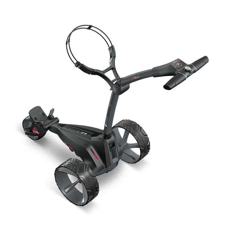 Cărucior electric golf Motocaddy M1 DHC + suport umbrelă + suport cartonașe scor