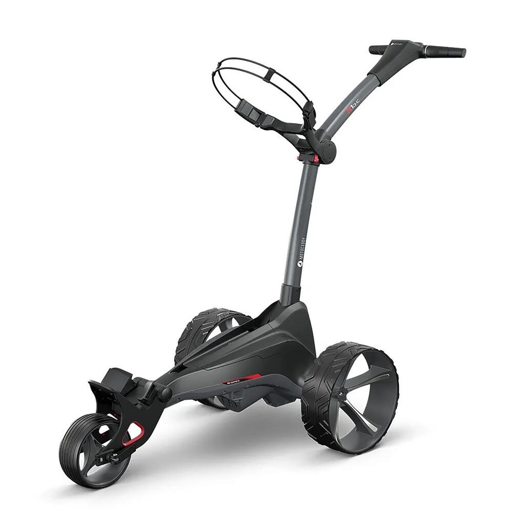 Golf Trolley elektrisch Motocaddy M1 DHC + Regenschirmhalter + Scorekartenhalter