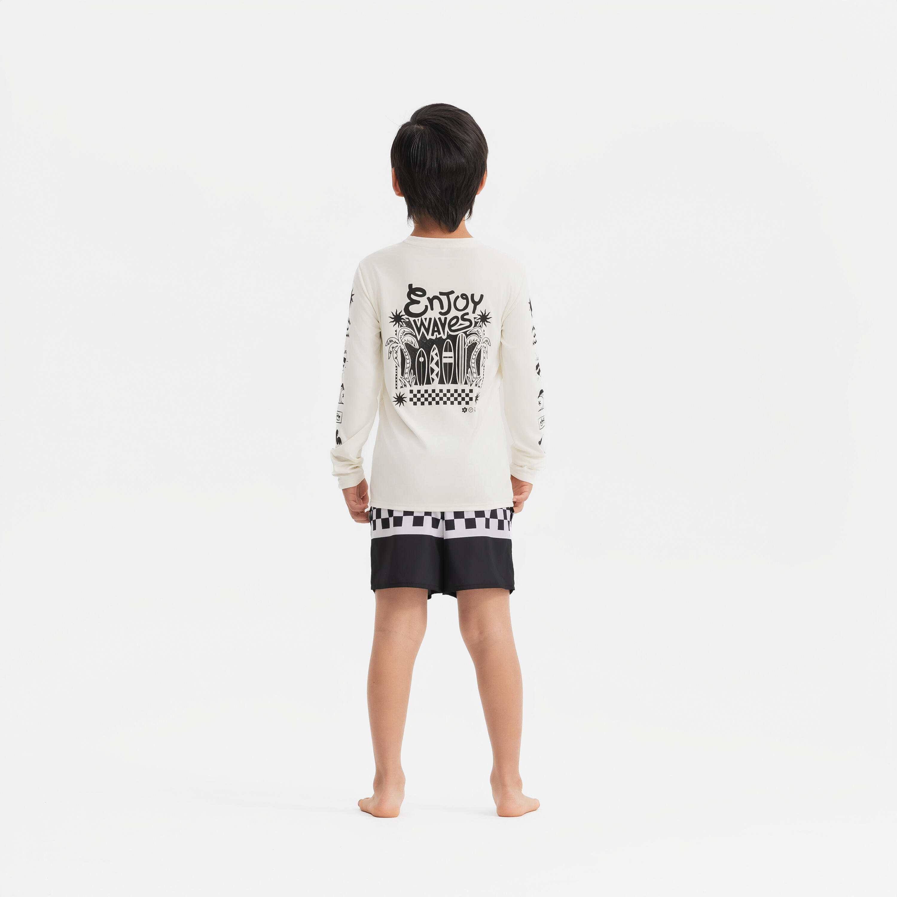 Uv-werend zwemshirt voor kinderen 100 Quiver wit 8/10