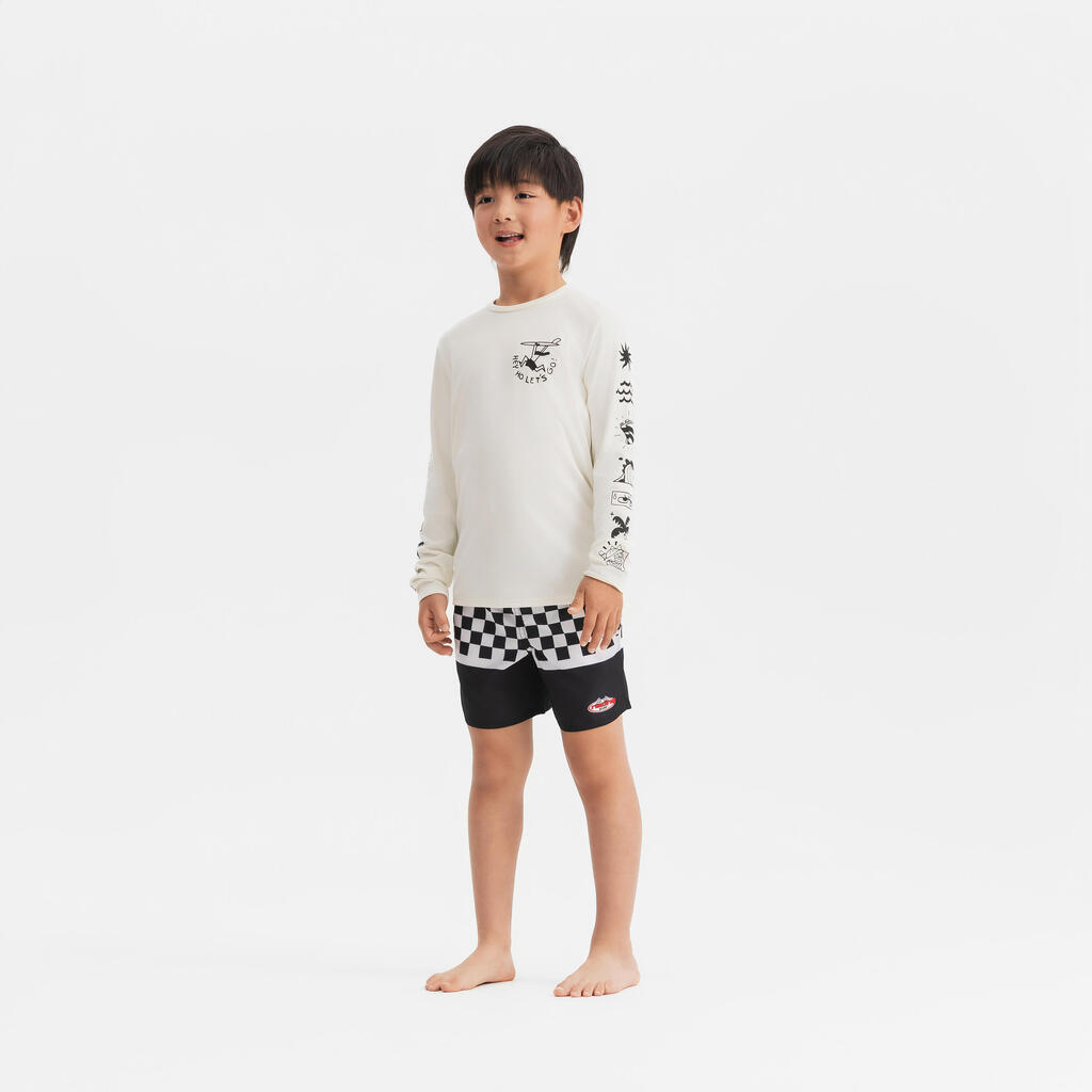 T-shirt anti UV manches longues surf Junior - 100 Quiver blanc