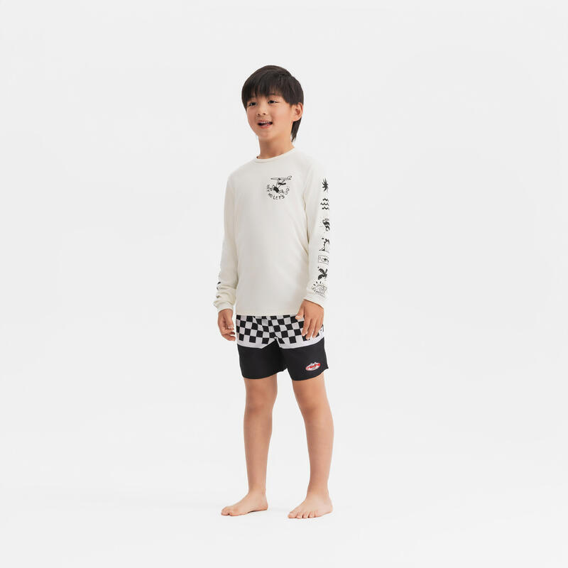 T-shirt anti UV manches longues surf Junior - 100 Quiver blanc