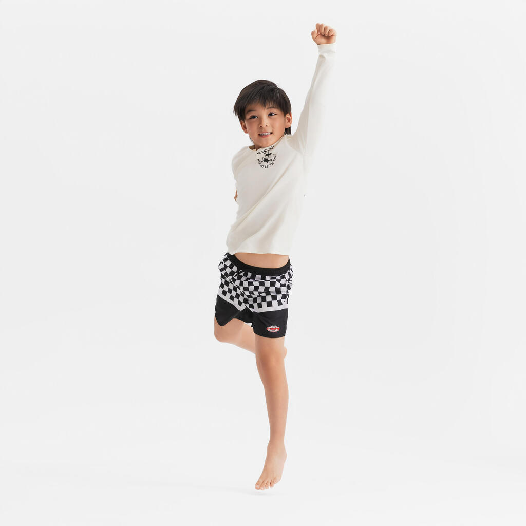 T-shirt anti UV manches longues surf Junior - 100 Quiver blanc