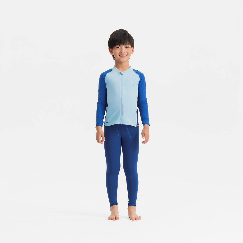 Camiseta de protección solar UV manga corta de surf para Niñas 500 - Azul