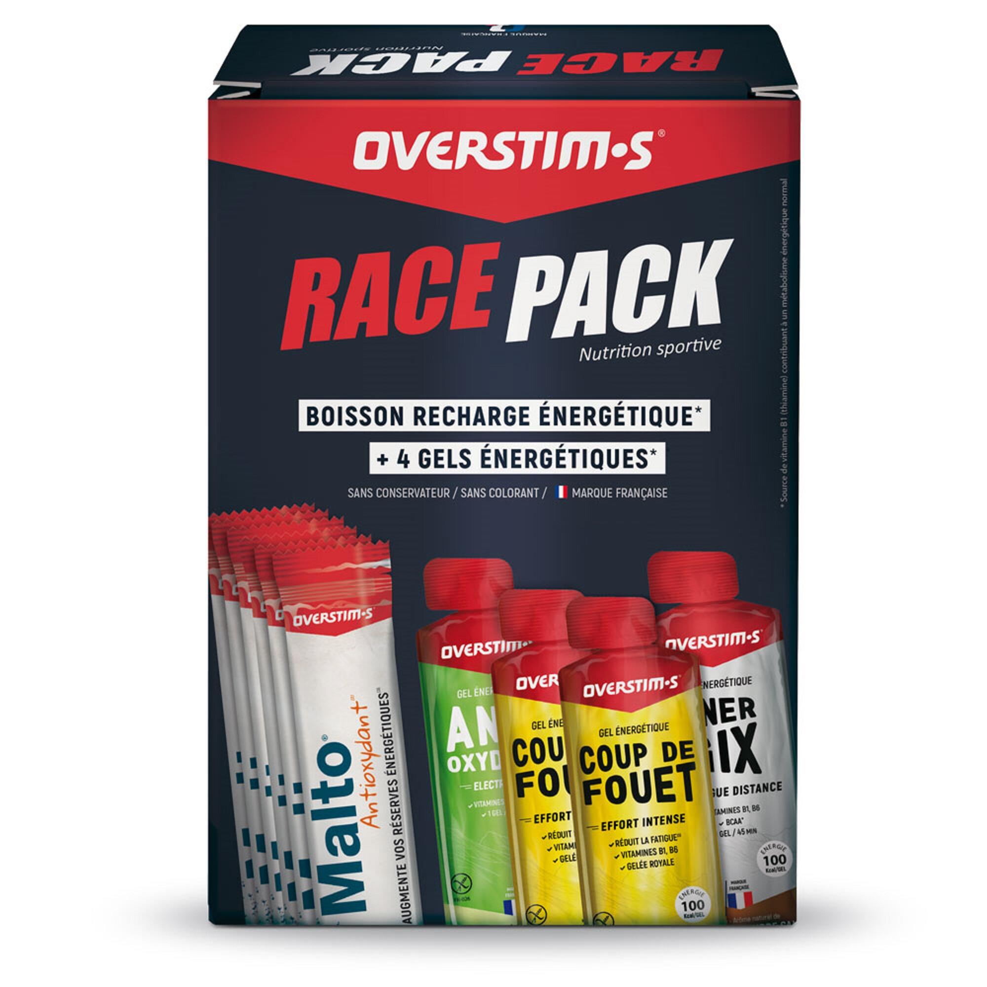 OVERSTIM.S 4 energiegels en 6 energiedranken Malto Race Pack