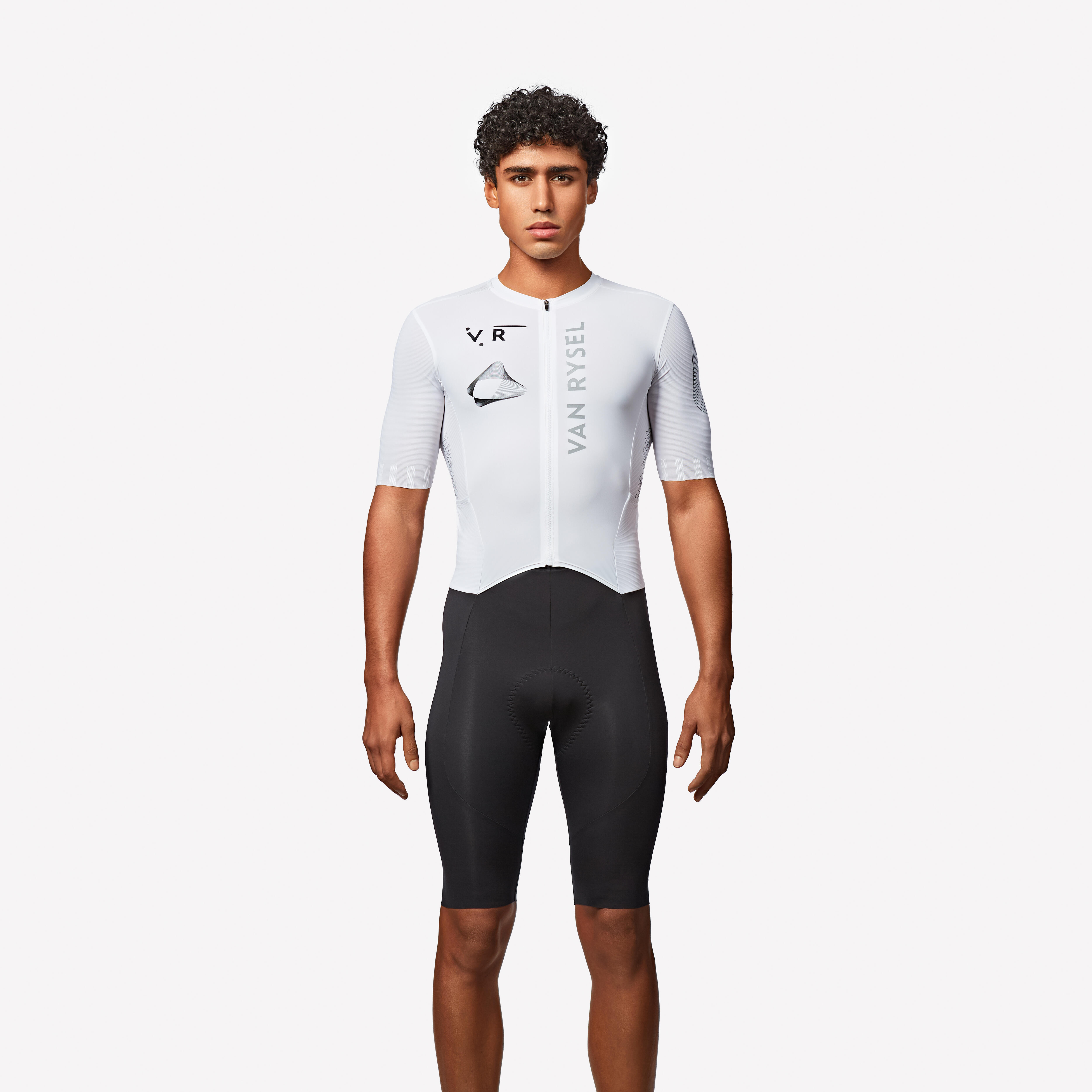 Men's Short Sleeve Cycling Aerosuit/Bodysuit (With Pockets) White
