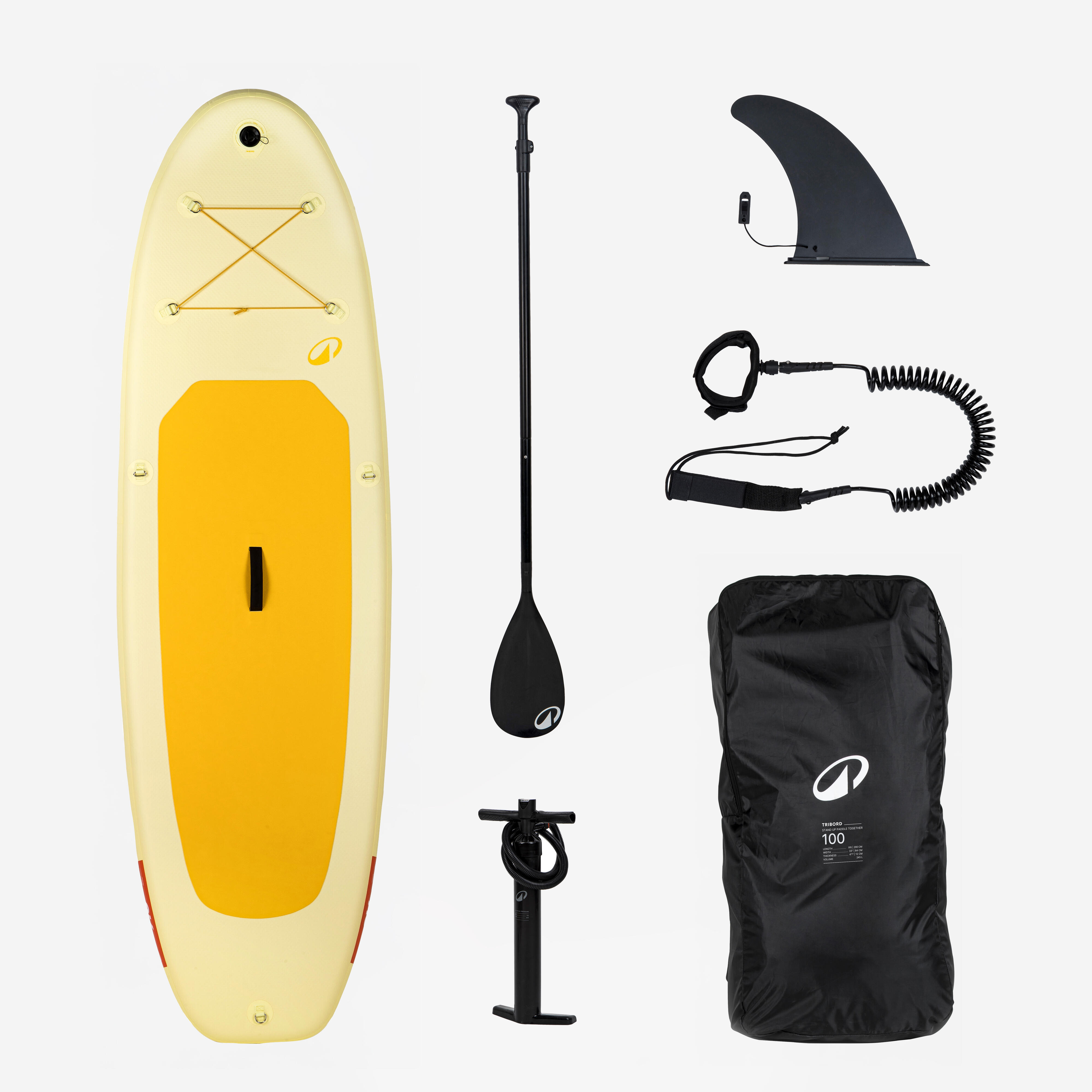 Inflatable stand up paddleboard pack 9’6, 1 person (up to 80 kg) - 100 Yellow
