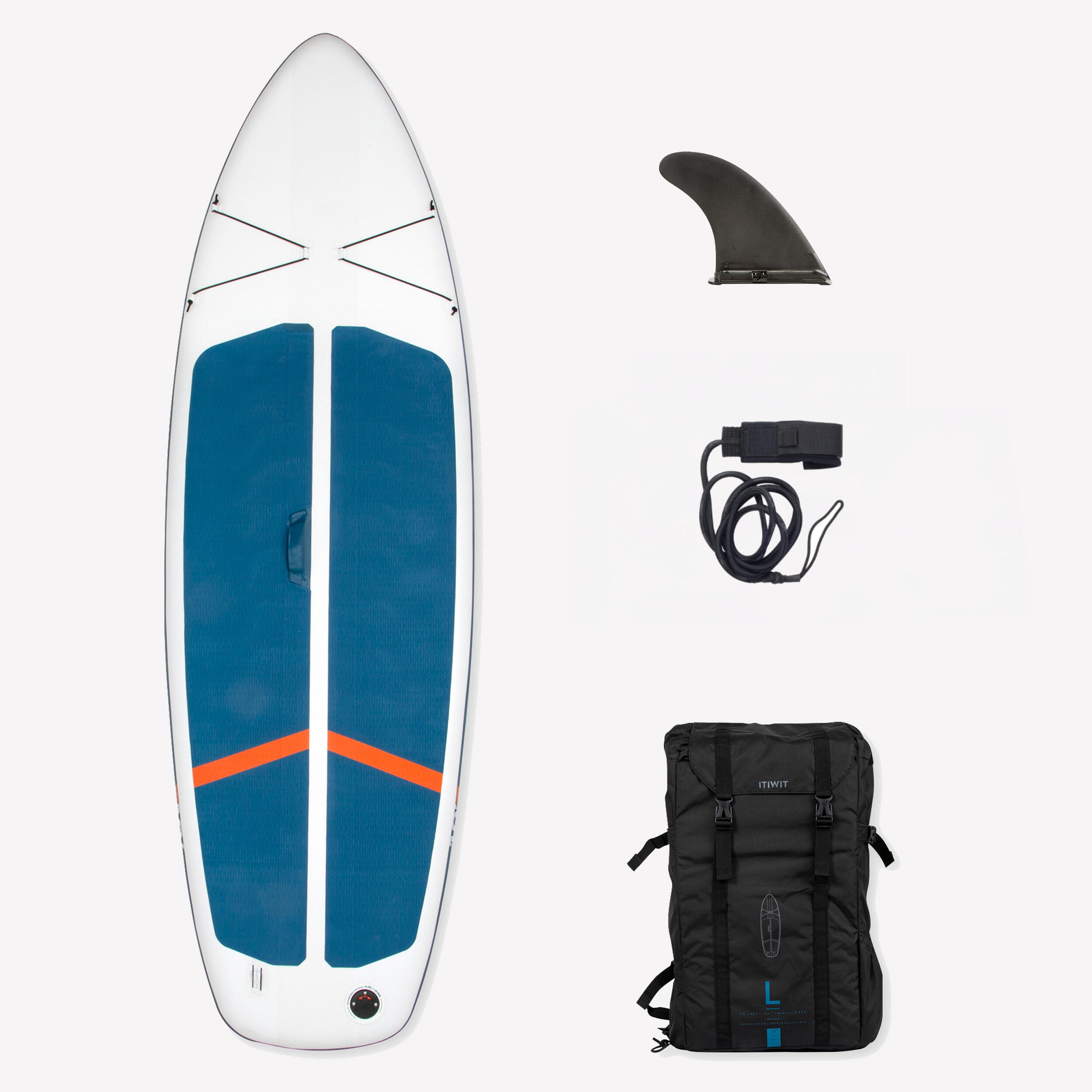 Ultra-compact and stable 10-foot (max. 130 kg) SUP white and blue