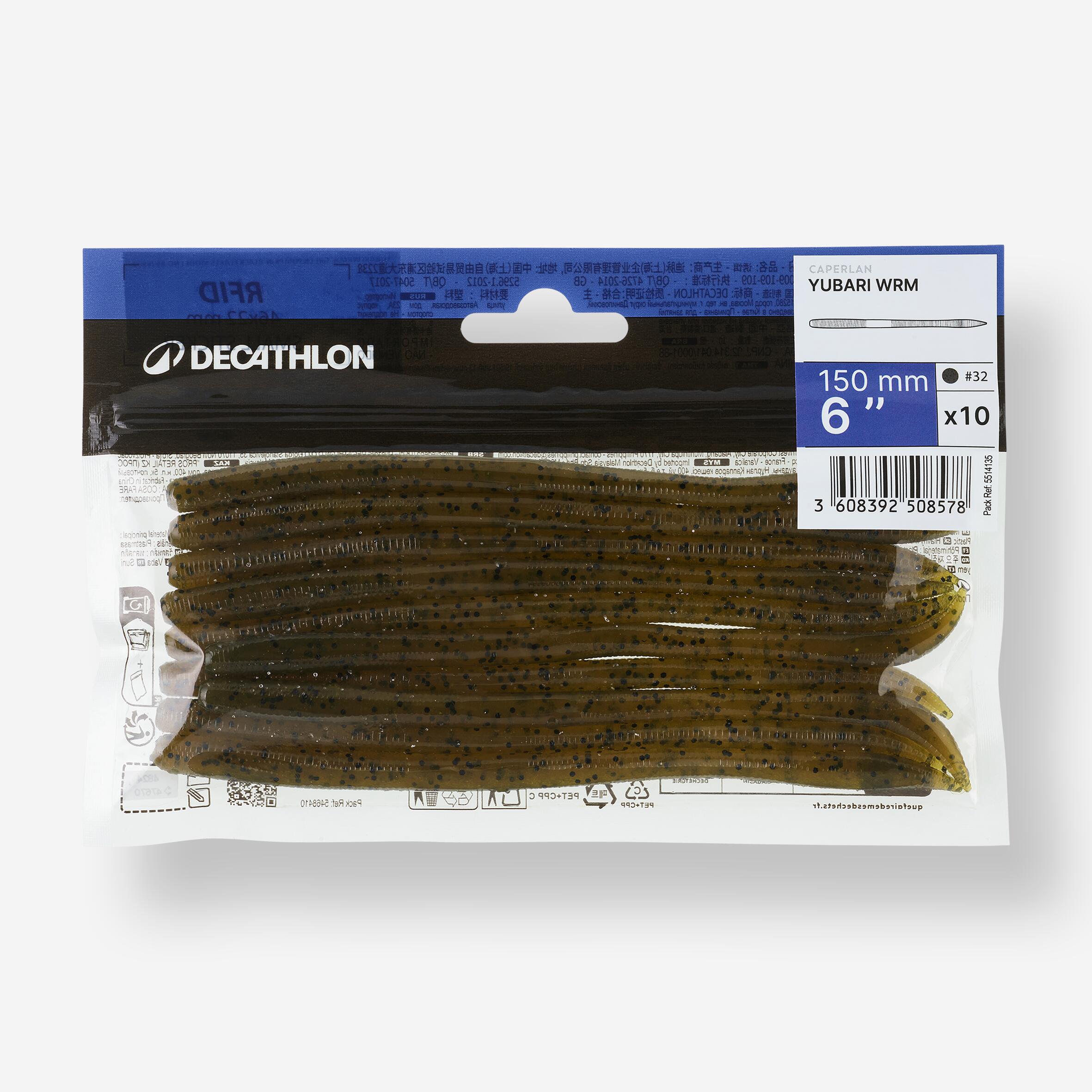 Gummifisch Yubari Finesse Worm Green Pumpkin Black Flakes 10 Stk. 4/5
