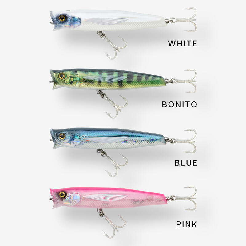 Leurre de surface Popper pêche en mer EXOFLY POP 12cm Blanc