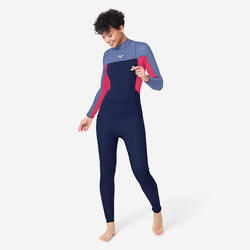 Combinaison surf néoprène 4/3 mm back zip Femme - Prologue bleu rose