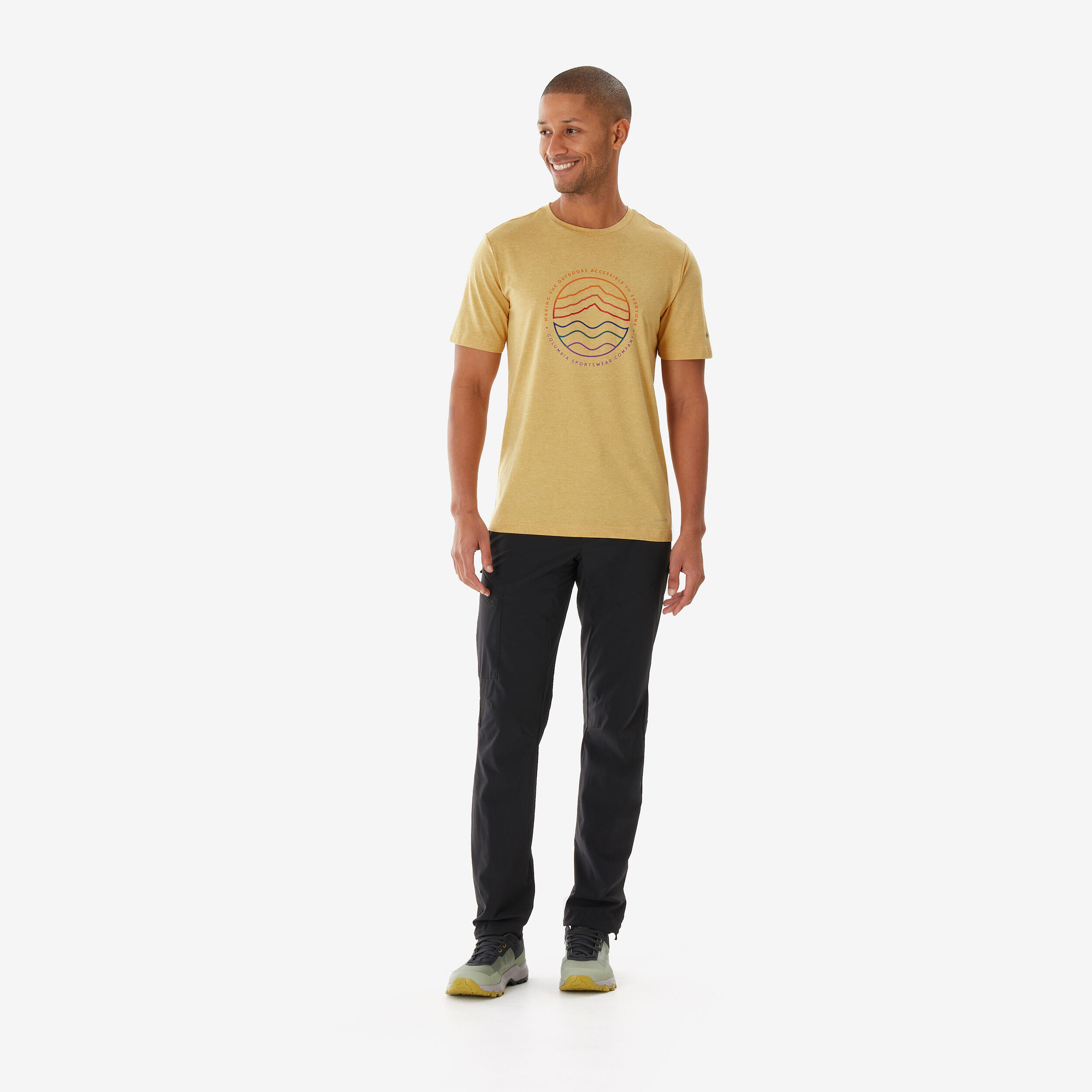 T-shirt trekking uomo Columbia gialla 2/3