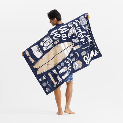 Strandlaken handdoek l print icon blauw 145 x 85 cm