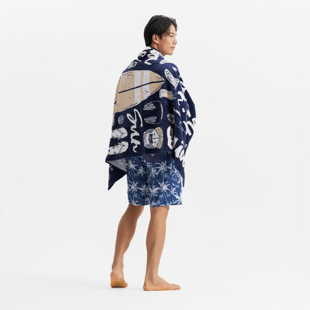 Рушник пляжний розмір L 145 × 85 см синій із принтом