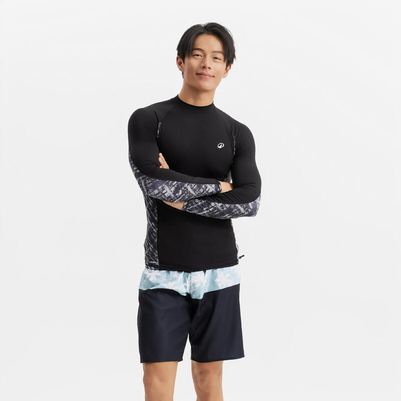 Erkek Uzun 20" Deniz Şortu / Boardshort - Siyah - SBS 100
