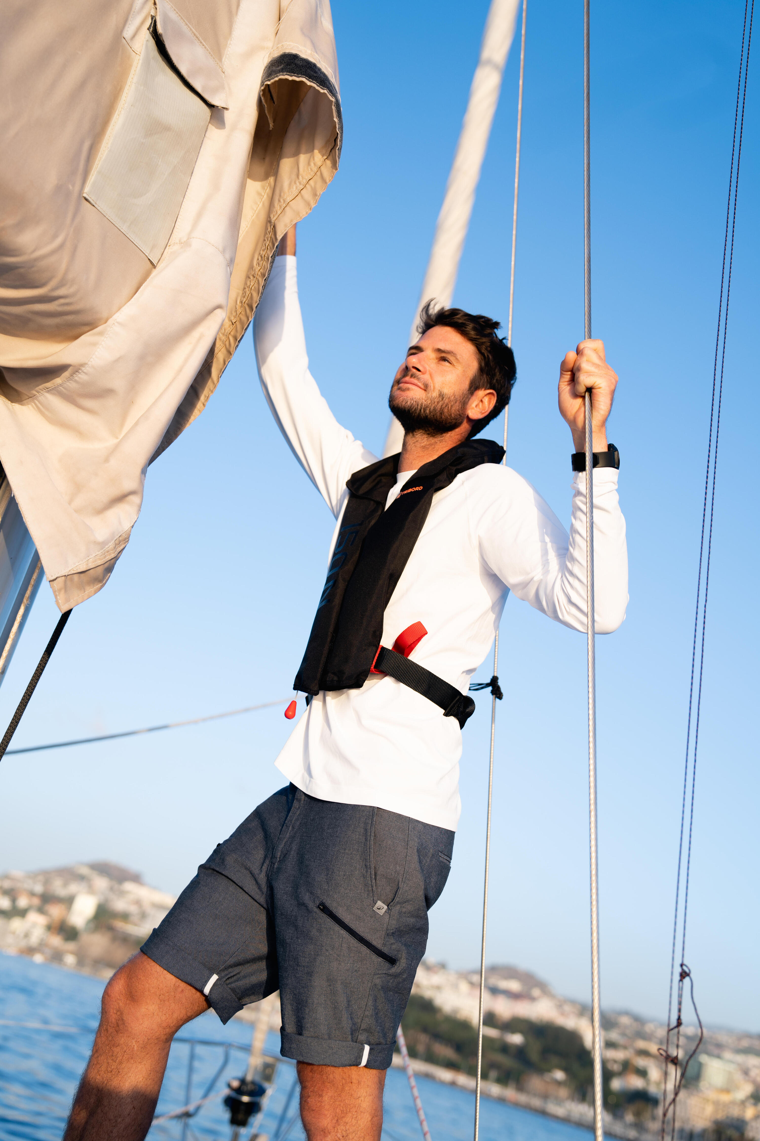 Zeilbermuda voor heren Sailing 100 blauw grijs 2/10