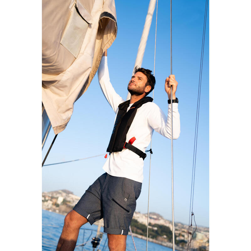 Erkek Yelkenli Bermuda Şort - Gri - Sailing 100