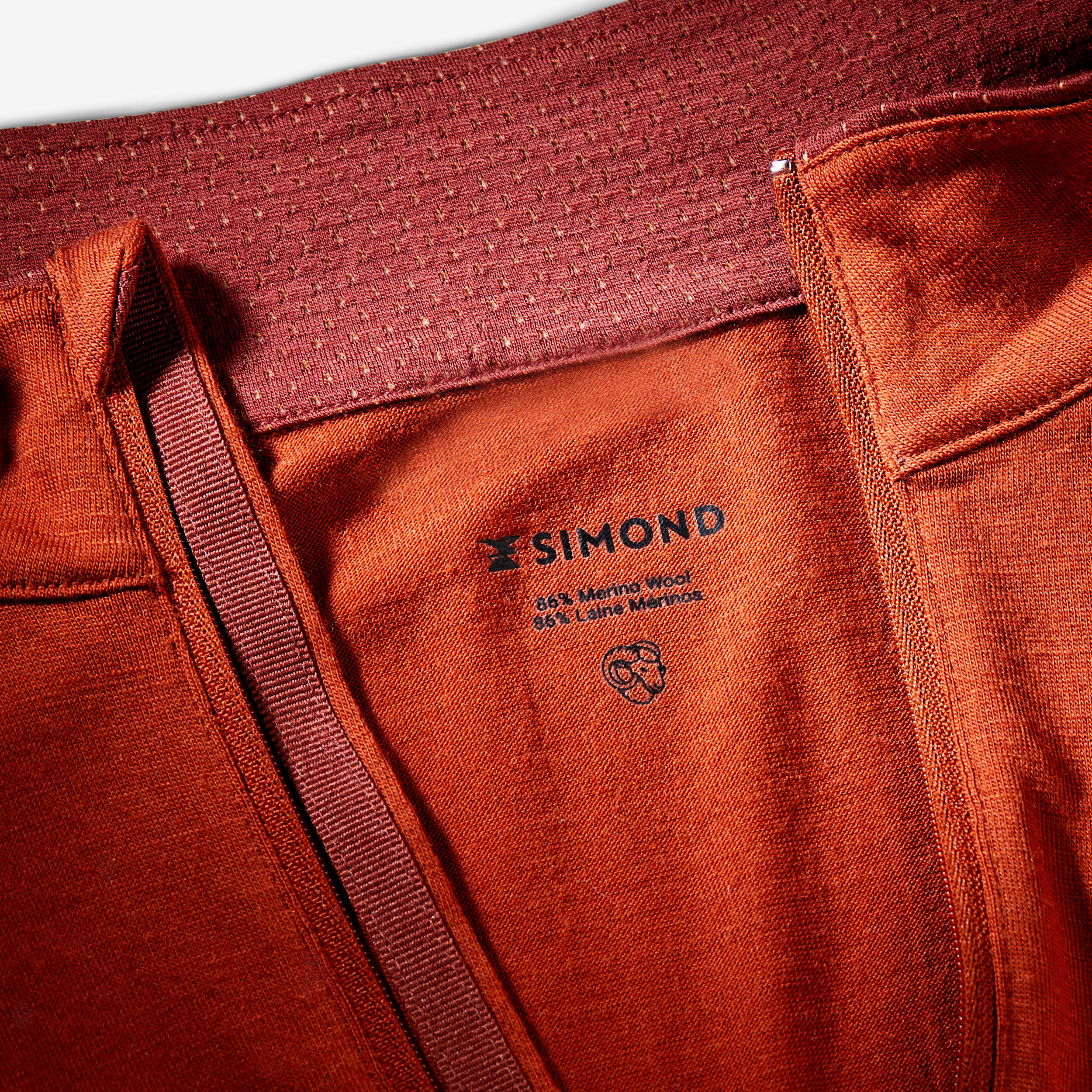T-shirt manches longues à col zip en laine mérinos homme, Merino Resist marron 8/8