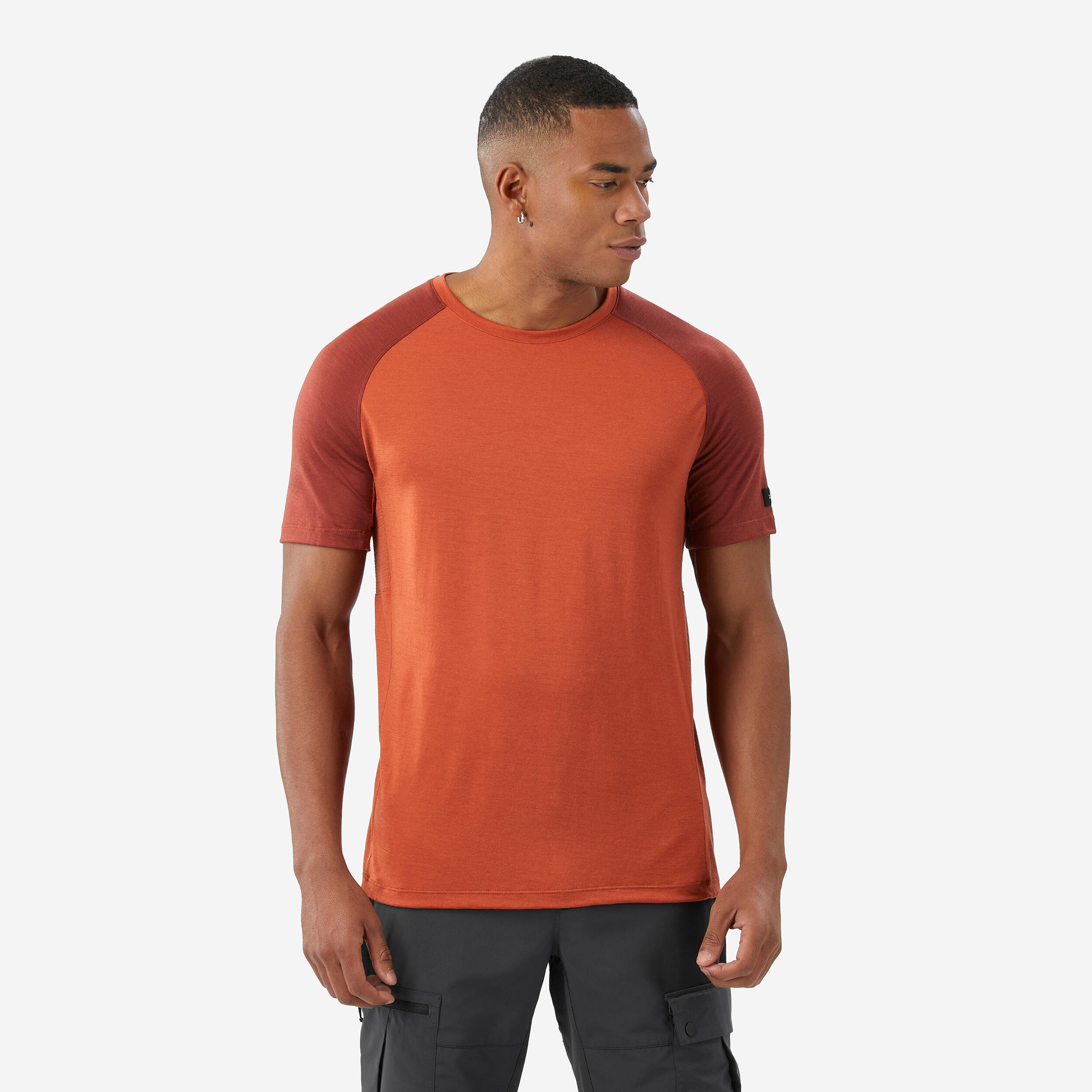 Men's Merino wool short-sleeved Merino wool T-shirt-brown