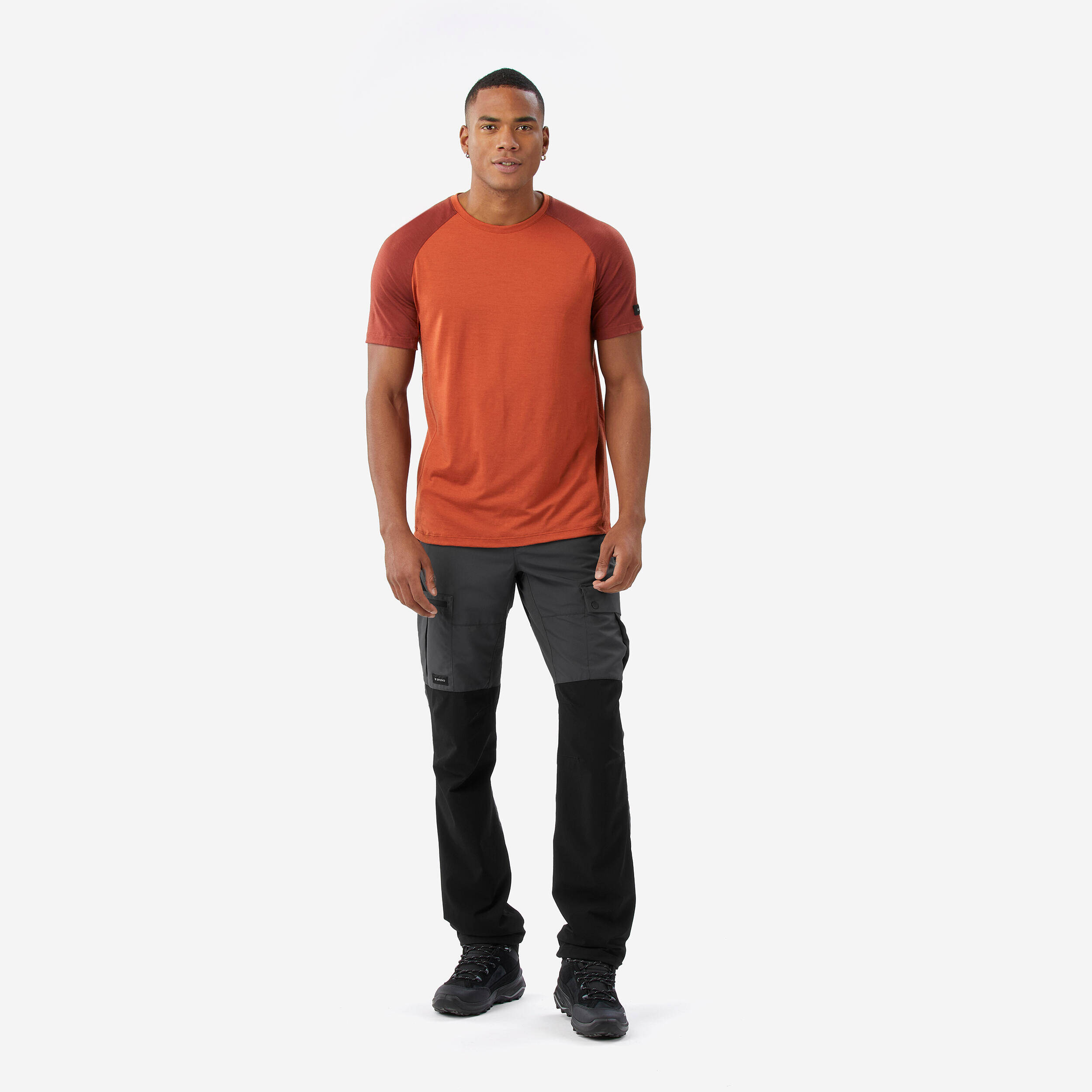 Men's Merino wool short-sleeved Merino wool T-shirt-brown -  2